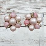 Vintage Clip On Earrings Shades of Pink Cluster Just Over 7/8" Photo 0