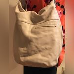 B Makowsky B.Makowsky Leather Bucket Handbag - Bone/Cream Green Inside Silver Hardw… Photo 2