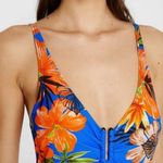 Desigual 💕💕 Cancun One Piece Swimsuit ~ Tropical Blue Floral Pattern NWT Photo 2
