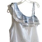 Holding Horses Anthropologie Dress Ruffle Acid Wash Chambray One Shoulder S Photo 3