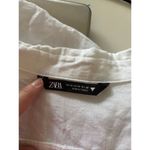 ZARA  Womens White Long sleeve 100% Linen Tie Front Crop Top Size Medium Photo 1