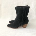 Bernardo FELIX Black Suede Pointed Slip On Ankle Boot Fringe Trim 6.5 Round Heel Photo 2