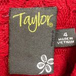 Taylor size 4 red lace cover dress with gros grain ribbon belt bow in front Photo 4