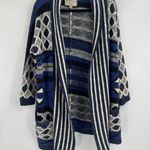 Lucky Brand  Sweater Womens Chunky Aztec Blue Black Boho Cardigan Size Xs/s Photo 0