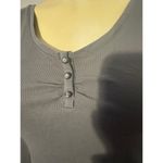 Guess  size small grey long sleeve shirt v neck 3/4 sleeve 3 diamond rhinestones Photo 2