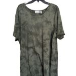 Denim & Co Green Tie Dye Boho Boxy Shirt Dress Size 2XL Petite Cotton Blend Photo 0
