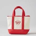 Trader Joe’s Canvas Micro Mini Tote with Reusable Grocery Bag Charm Red Photo 0