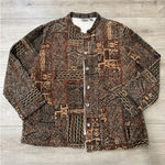 Chico's Vintage ‎ Brown Patterned 100% Cotton Quilted Button-Up Jacket Size 3 Photo 0