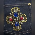 St. John Jeans Size 6 Jeweled Pocket Boot Cut Low Rise Dark Wash Denim Photo 3