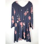 Collective Concepts XXL Dress Navy Blue Pink Floral Knee Length Faux Wrap 570 Photo 1