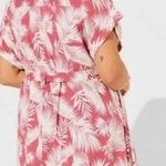 Torrid  Shaded Palms Mini Rayon Slub Button Front Collared Dress Rose Size XL Photo 1