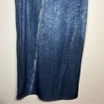 ZARA NEW  Denim Effect blue high waisted midi skirt women's size medium Photo 5