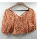 VERO MODA  Orange Floral Crop Puff Sleeve Top Size Extra Large Photo 5