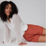 Wilfred Aritzia Fable High-Rise Pleated Linen Mini Shorts Moroccan Spice Size 2 Photo 1