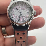Genuine Officina Del Tempo Pink Women's Watch Leather Black Rubber Band Date‎ Photo 0