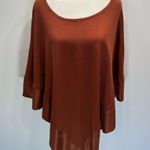 Chico's Chico’s Rust Orange Brown Knit Poncho with Shimmery Sueded Satin Trim Size L/XL Photo 2
