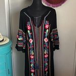 Women’s Cotton Gauze V Neck Side Split Embroidered Summer Vacation Cover Up Red Photo 0