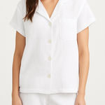 The Sleep Code Pajama Top Women’s Size XL White Cotton Short Sleeve Button Front Photo 0