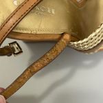 Coach Beatriz Sz 7.5 Leather Gold Woven Wedge Platform Sandals Glam READ Photo 4