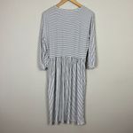 Merokeety  Midi Dress Womens Large Black White Stripe 3/4 Sleeve‎ Pockets Stretch Photo 6