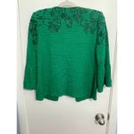 Ming Wang  Cardigan Sweater XS Green Floral Embroidered Ruffled Sleeve Preppy NWT Photo 2