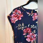 Joie  Coreen Navy Blue Floral Ruffle Hem Silk Mini Dress Photo 5