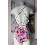 Victoria's Secret Victoria’s Secret Blue Pink Orange Floral Lace-Up Back One Piece Swimsuit XL Photo 9
