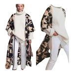 Anthropologie Maison Du Soir Romantic Boho Kimono Robe Floral Black L/XL Spring Photo 1