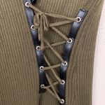 Say What? Say What Dark Green Ribbed Bodycon Dress With Faux Leather Trim Size M Photo 5