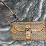 Coach Signature Brown Wristlet with Tan Accents Photo 0
