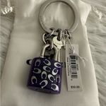 Coach New  63985 F63985 KeyChain Key Fob‎ Ring Purple Lock And Key Charm SHW Photo 2