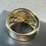 14KT Yellow Gold Honeycomb Half Eternity Pave Diamond Ring Size 7 Photo 4