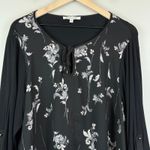 Rose + Olive  Top Women's 1X Plus Black White Lace Floral‎ V-Neck 3/4 Sleeve Boho Photo 1