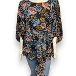 Motherhood Maternity Black Floral Print Tie Front Balloon Sleeve Blouse  Medium Photo 7