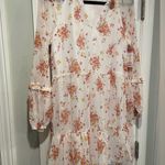 Vince Camuto NWT Size S White Floral Ruffle Flowy Long Sleeve Sheer Mini Dress Photo 3