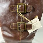 BORN VIRGINIA WOMANS TALL RIDING BOOT WIDE CALF W/BUCKLES SZ 7M VEGAN BROWN NEW Photo 5