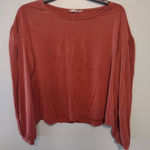 Madewell size S Pink Ruffle Shoulder Long Sleeve Crop Top Photo 0