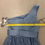 Vera Wang  White One Shoulder Dress Blue Steel Satin Sash VW360215 Bridesmaid 4‎ Photo 9