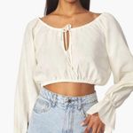 We Wore What  CottageCore REVOLVE Capsule Statement Sleeve Tie Crop Top FALL XSmall Photo 0