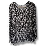 Chico's Chico’s Women’s Black Ivory Geo Print Long Sleeve Stretch Knit Top Size 3 XL 16 Photo 2