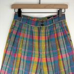 Vtg Giorgio Sant Angelo Bermuda Shorts Sz 6 Rainbow Cotton Linen Academia Blue Photo 4