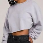 Good American Cropped Purple Crewneck Sweatshirt Women’s 0 Photo 0
