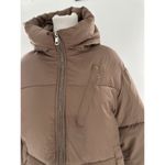 SheIn Puffer Coat Jacket Sz L Brown Minimalist Trendy High Neck Normcore Photo 1