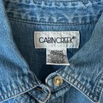 Cabin creek Vintage Denim Floral Embroidered Button Up 100% Cotton Medium  Photo 4