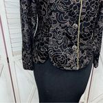 Vintage 80s R&K Evening Floral Glittered Velvet Jacket Black Gold 14 Photo 5