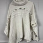 Vera Wang Simply Vera by  White Mixed Cable Knit Turtleneck Winter Poncho M/L Photo 0