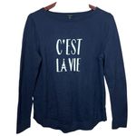 Talbots C’Est La Vie Bateau Neck Navy Pullover Sweater Top Sz Medium Preppy Photo 1