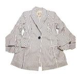 CAbi Striped Blazer White Black Stripes Bell Sleeves One Button Size 4 READ Photo 0
