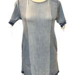 DL1961  Kiki Blue Coast‎ Denim Dress Raw Hem Short Sleeve Casual Mini Dress Photo 0