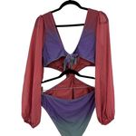 Cupshe Swimsuit Womens XL Beachy Ombre Long Sleeve Cutout One Piece Purple NWT Photo 5